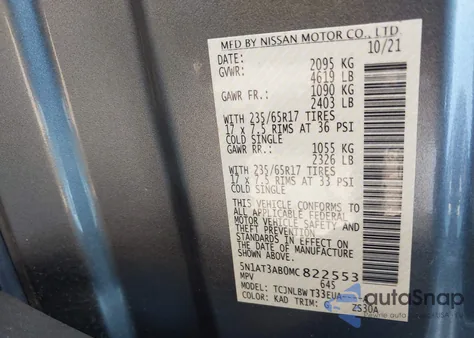 2021 Nissan Rogue S Intelligent Awd from USA, damaged, VIN 5N1AT3AB0MC822553